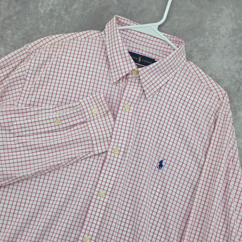Ralph Lauren Performance Shirt Mens XL Classic Fit Pink Checkered Button Down